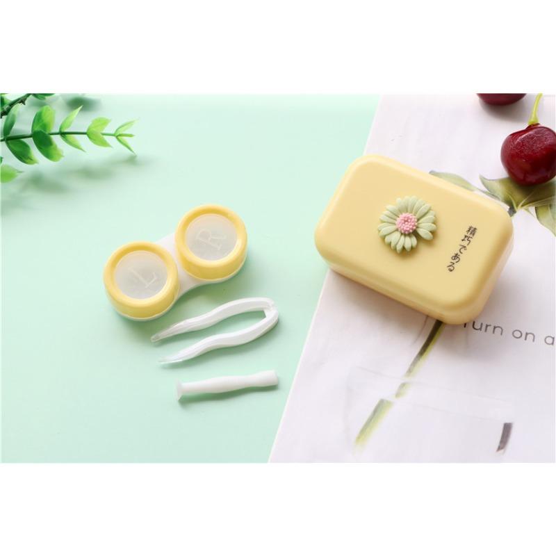1pc Ins Letter Print Contact Lens Case Contact Lens Companion Box Beauty Eye Box Portable Contact Lens Box with Mirror Tweezers