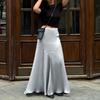 Elegante graue Satinkleider für Damen Mode Mid-Waist Schlitz Einfarbig Röcke Lässig Neu Locker Knöchellang Rock Streetwear