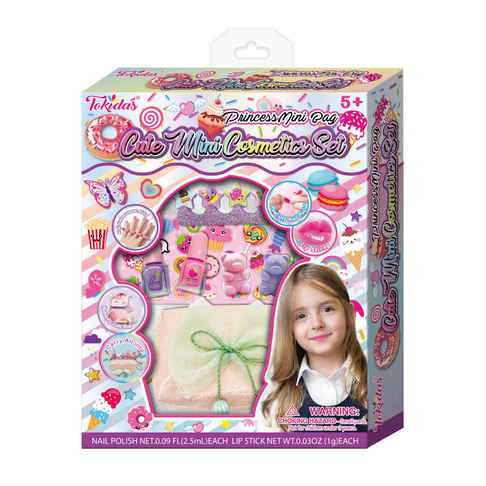 2024 Kids Makeup Set Cute Mini Cosmetics Set Cosmetic Bags Nail Polish Lipstick Stickers Set