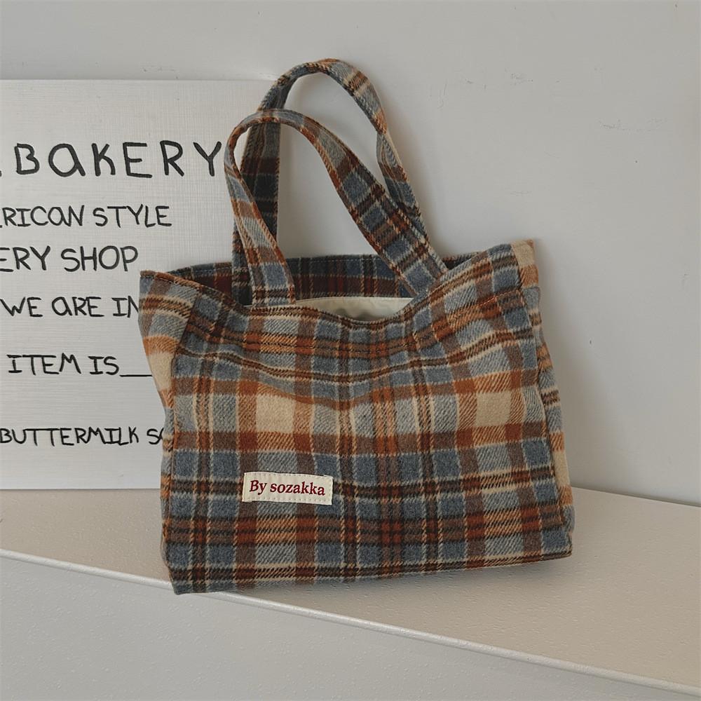 Stylish Plaid Tote Bag With Spacious Design Perfect For Daily Commuting And Work