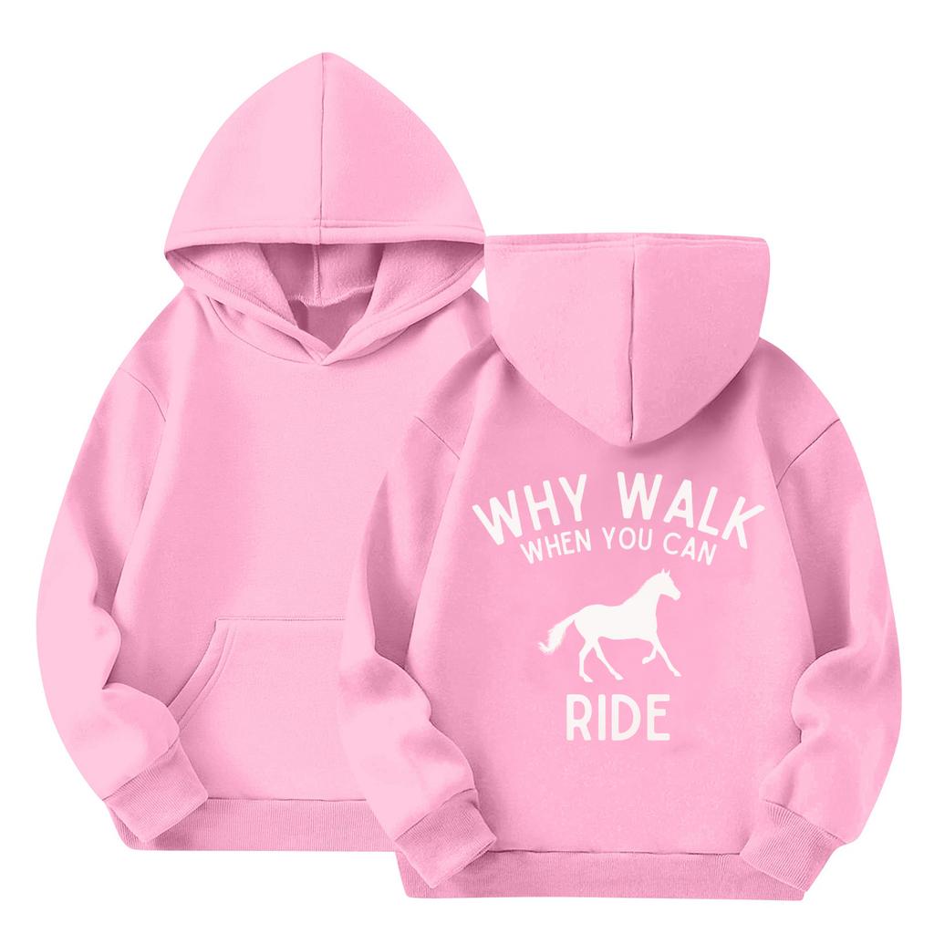 Children's Casual Round Neck Printed Pullover Long-sleeved Hooded Sweatshirt Top