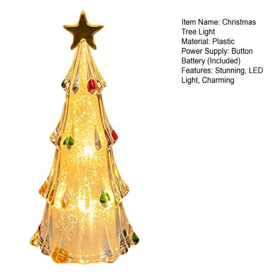 Bedroom Night Lamp LED Lighted Christmas Tree Tabletop Decoration, Battery Operated Xmas Light, Room Ornament Holiday with Star Topper for Indoor