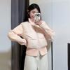 Women's Multi Color Knit Patchwork Puffer Jacket Casual Stand Collar Cotton Padded Coat