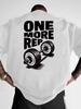 Herren T-Shirt Vintage Lustig Workout NOCH EINE WIEDERHOLUNG Gewichtheben Streetwear Baumwolle Kurzarm