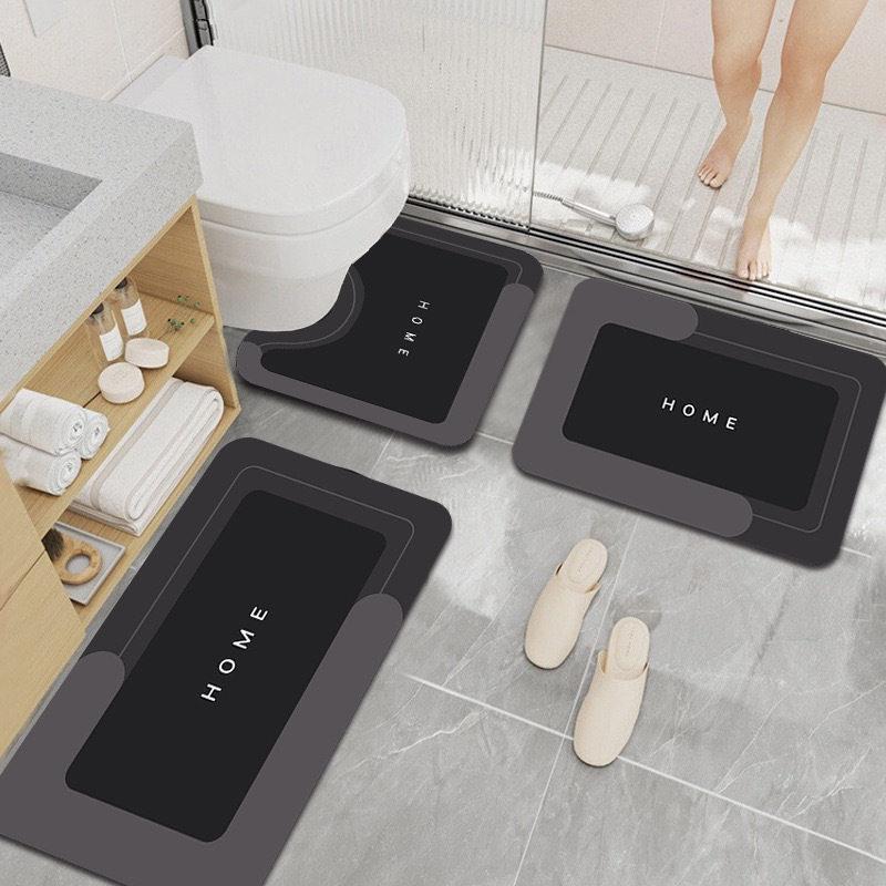 Minimalist Diatom Mud Bathroom Mat Set: Absorbent, Quick-Drying, Non-Slip U-Shaped Floor Mats