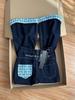 Women's Plus Size Plaid Patchwork Denim Jeans - Embroidered Letter Design, Loose Wide-Leg Cuffed Pants