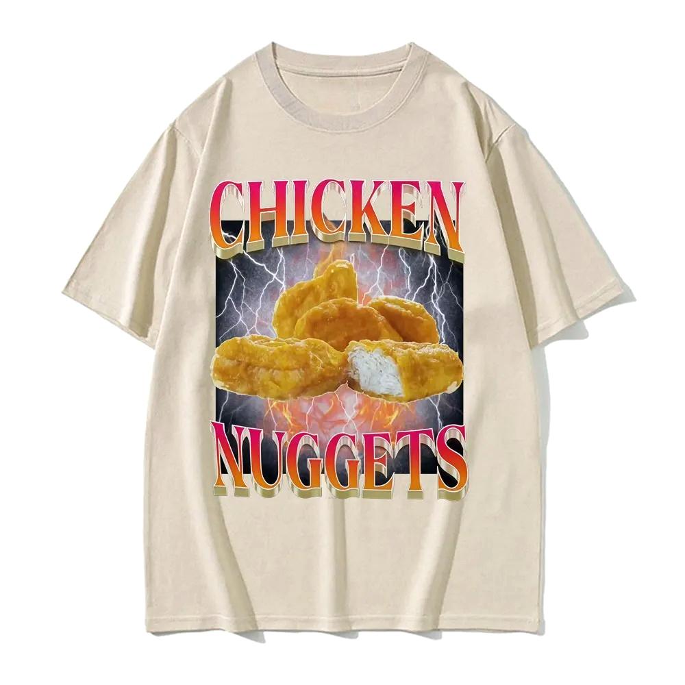 Funny Chicken Nuggets Printed Vintage Style Meme Graphic T-shirt Women Hip Hop Gothic TShirt Comfort Casual Women Clothing