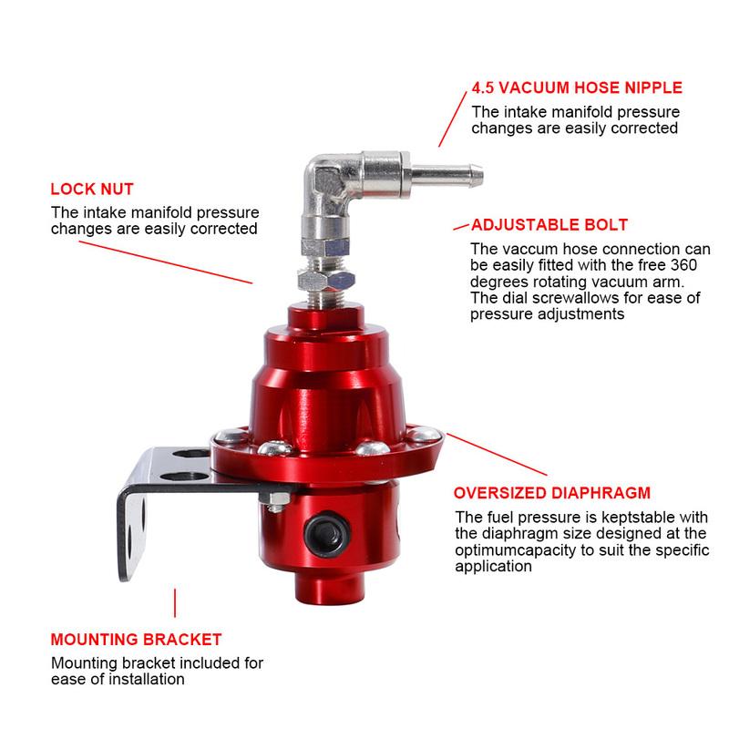 Adjustable Fuel Pressure Regulator Car Accessories Vehicle Refitting Fuel Supercharger Universal with Gauge Kit Blue/Red/Black
