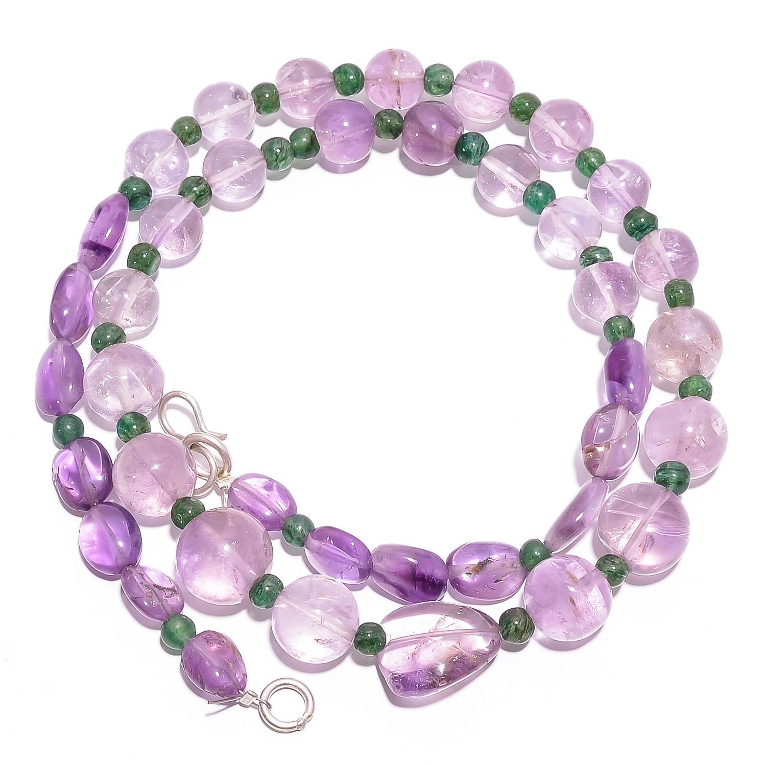 

Натуральный аметист, зеленый авантюрин, ожерелье из бусин-самоцветов 4-14 мм 18 UB-7829 UB-7829