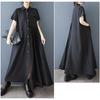 Women's Spliced Long Dress, Loose Pleated Dress