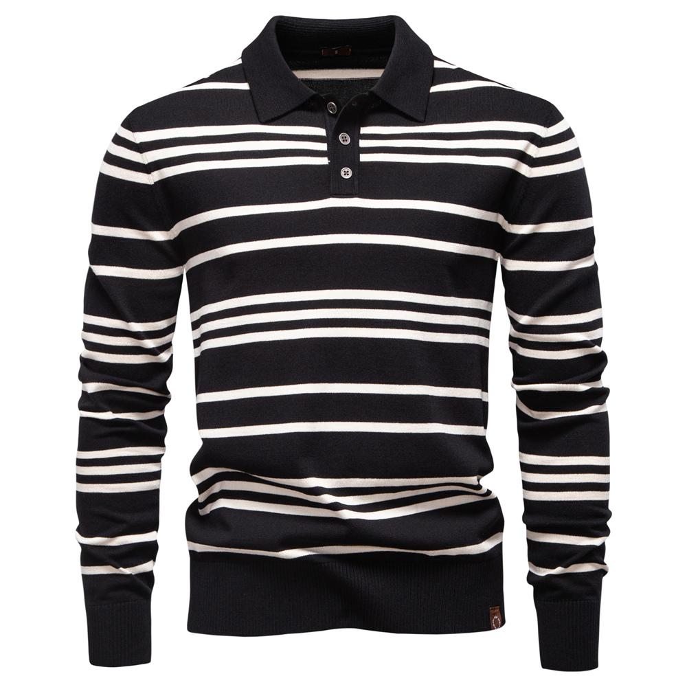 AIOPESON 2025 Color Block Henley Polo Pánské Pruhované Dlouhý Rukáv Nové Podzimní Designérské Společenské Business Prvotřídní Polokošile Pánské