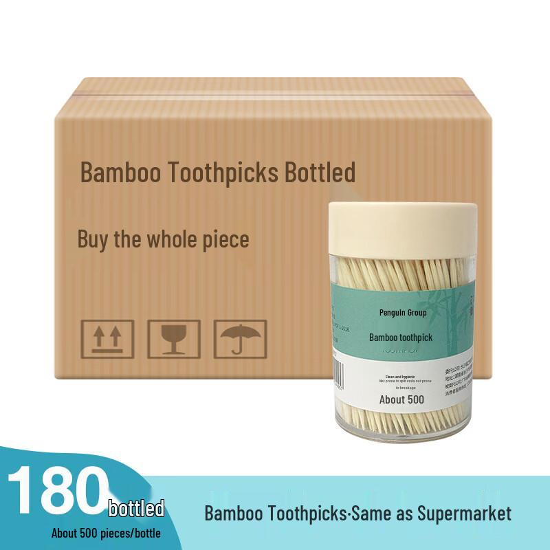Penguin Group Bamboo Toothpicks with Holder