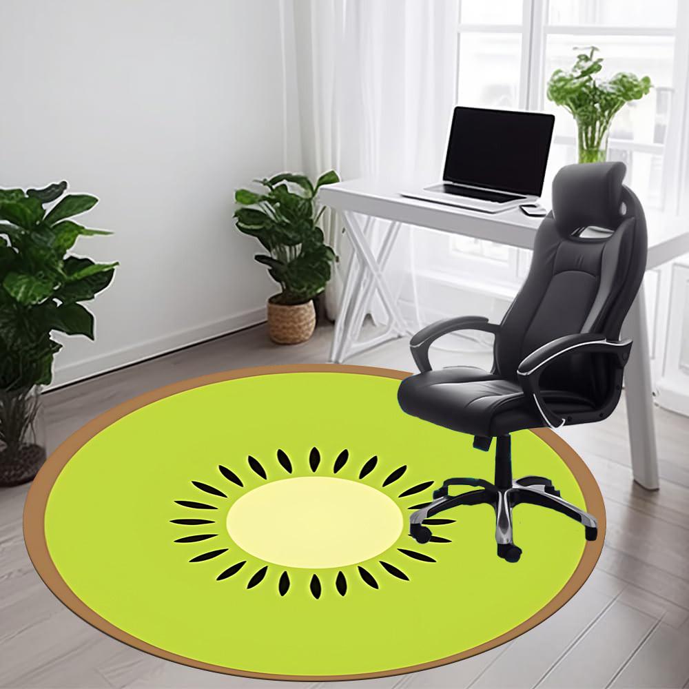 1PC Kiwi Slice Office Round Area Rug, Mat Suitable For Office, Under Office Chairs Bedroom Living Room Home Decor, Room Deco