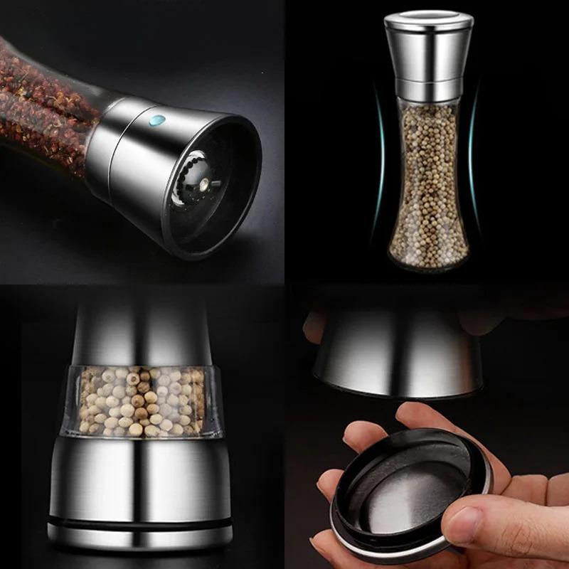 Stainless Steel Manual Salt Pepper Mill Adjustable Pepper Seasoning Bottle Spice Grinding Containers Mill Shakers Kitchen Gadge