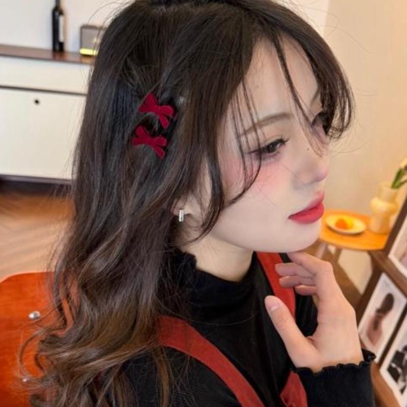 Mini Red Velvet Bow Hair Clips Little Girls Sweet Candy Color Velvet Small Bow Knot Hairpins Hairgrips Barrette Hair Accessories