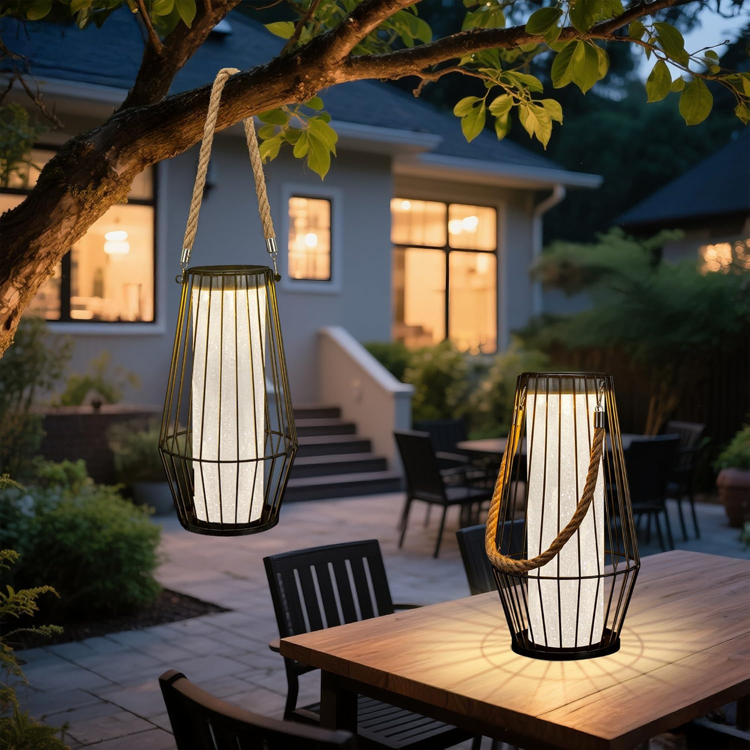 

Large Solar Lanterns Outdoor Waterproof Metal Hanging Lights for Patio Garden Yard Decor Garden