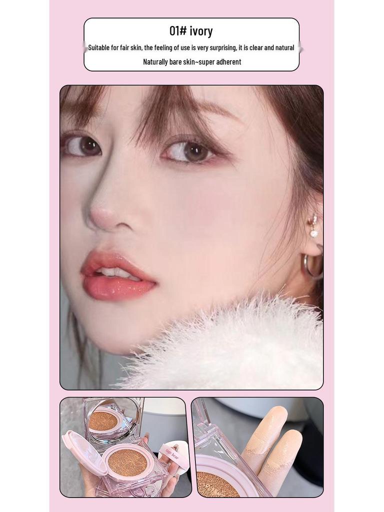 Douyin Live Style Rain Dew Hydrating Brightening Cushion Cream - Lightweight, Refreshing Oil Control for Natural, Sheer Coverage.