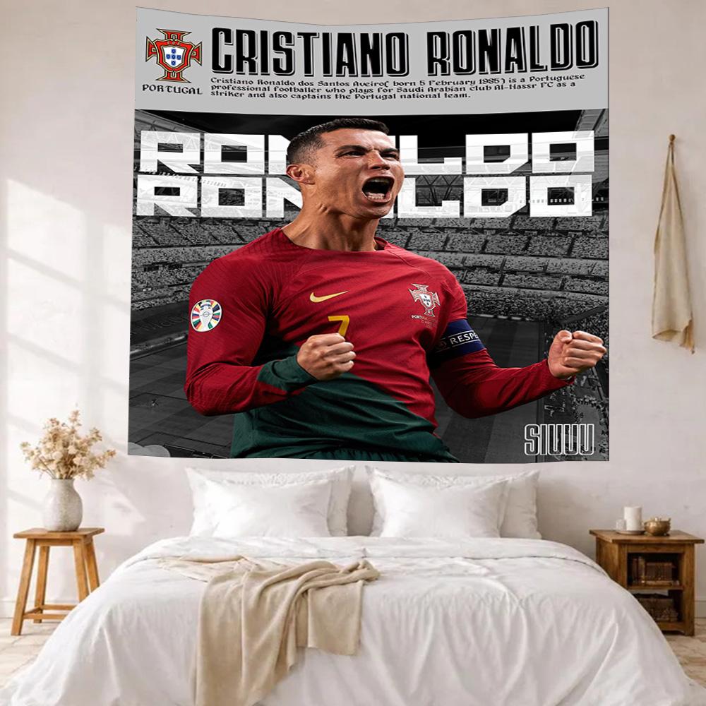 Cristiano Ronaldo Vægdekoration Vægtæppe Kunst Til Kæledyrs Mindesmærke Fødselsdag Bryllupsfest Baggrund Familiegave