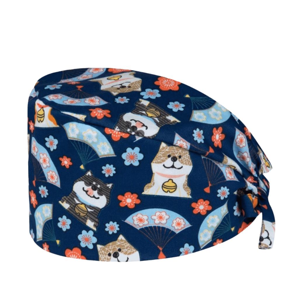 Unisex Cartoon Printing Scrub Cap Adjustable Buckle Print Design Lab Scrub Hat Breathable Soft Pure Healthcare Hats Pet Hospital