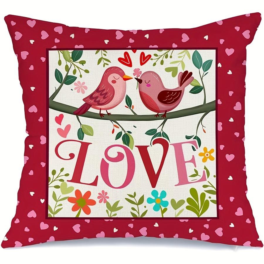 

1Pc Valentine s Day pillowcase 18x18 inch red heart bird decorative pillowcase wedding decoration home sofa sofa 40x40cm/16x16inch