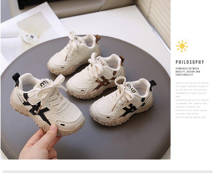 2025 Spring & Autumn Genuine Leather Breathable Boys' & Girls' Soft Sole German Training Sports Shoes