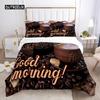 Good Morning Duvet Cover Set Microfiber Coffee Rose Cozy Breakfast Twin Bedding Set Double Queen King Size 2/3pcs Quilt Cover