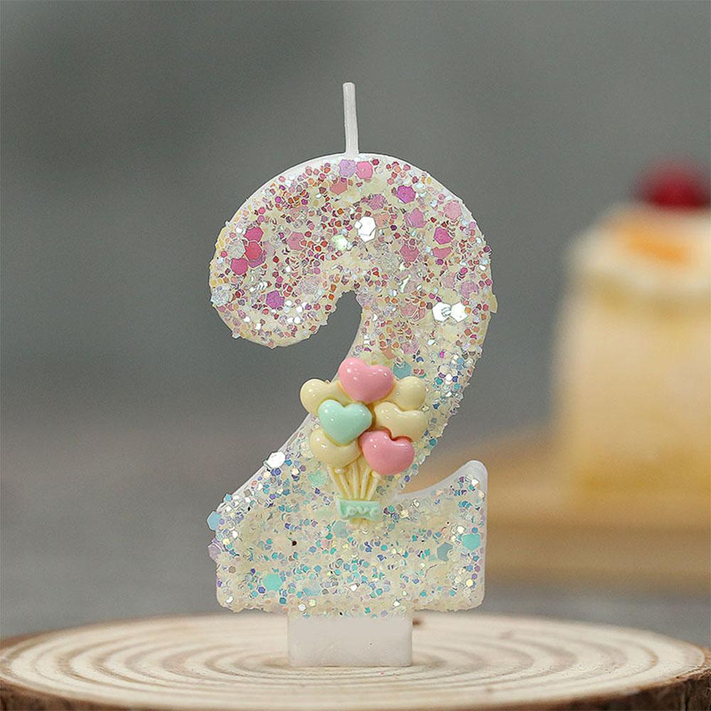 0-9 Number Birthday Party Painted Dual-Color Glow Digital Candles Cake Topper for Wedding Christmas Festival Decoration Supplies