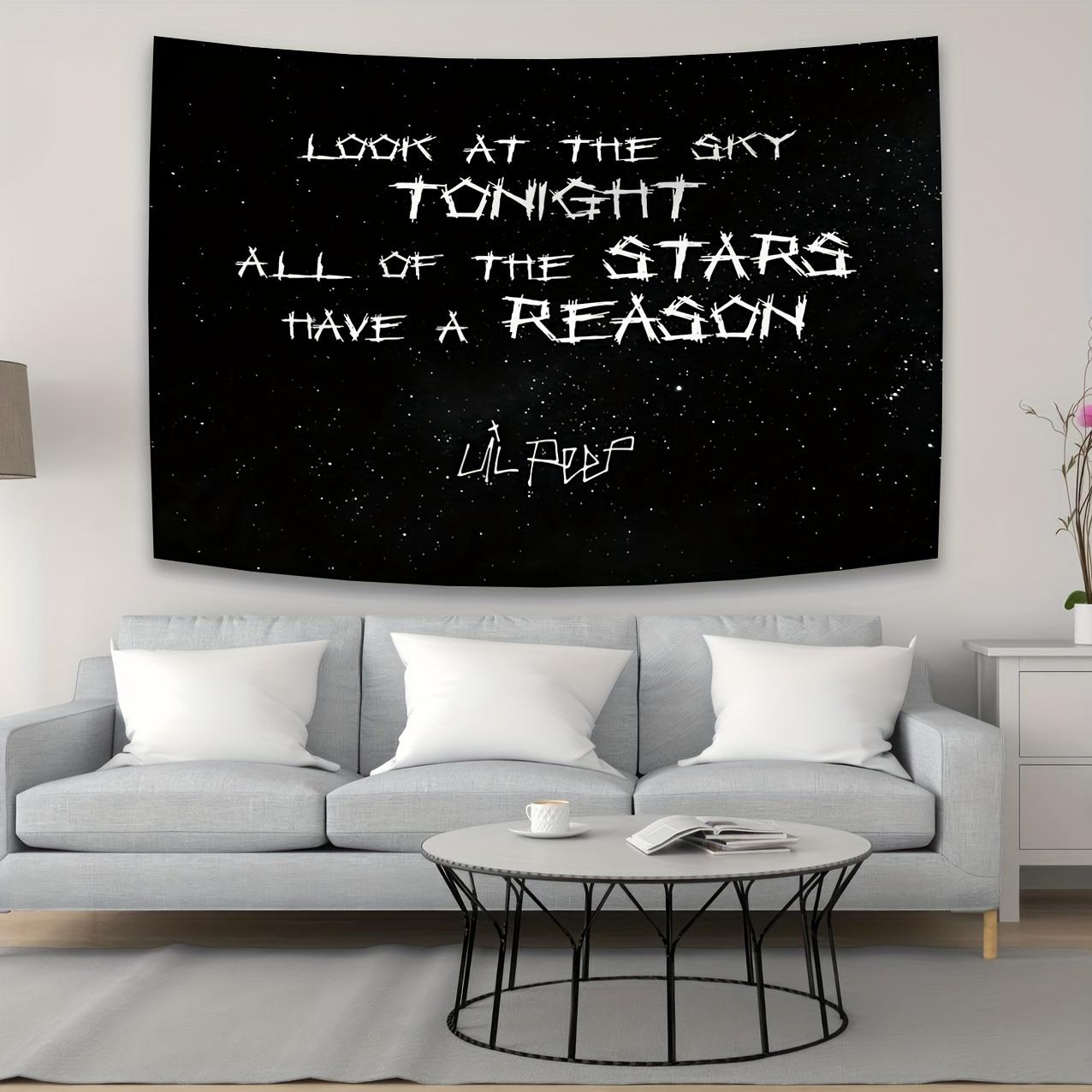 Lil Peep Starry Sky Philosophy Tapestry Starry Gradient Musician Studio Trendy Room Artistic Living Room Decor 100X70CM