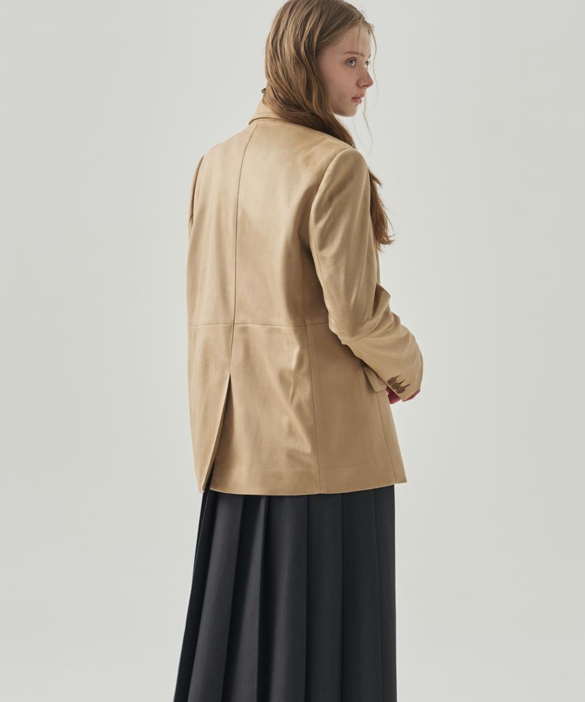 DRAWFIT WOMEN Double-Welt Suede Single Blazer [Ash Cream]