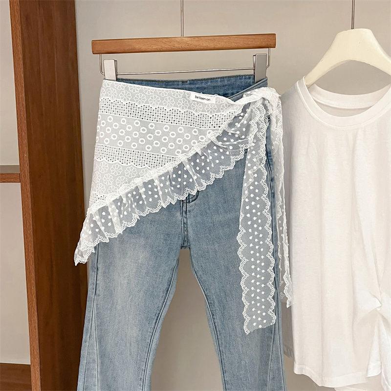 2025 French Lace Layering Scarf | White Waist Chain | Premium Denim Styling