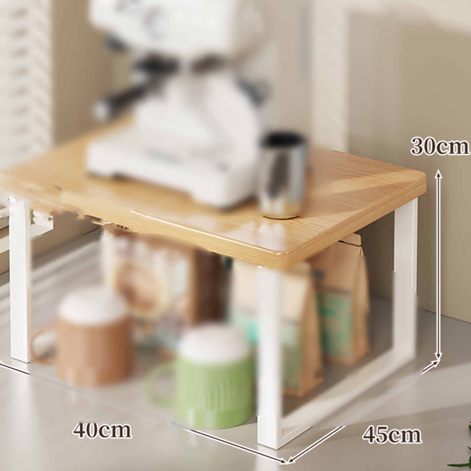 Wood and Metal Countertop Storage Shelf Multipurpose Organizer Rack for Kitchen Living Room Office Bathroom XS