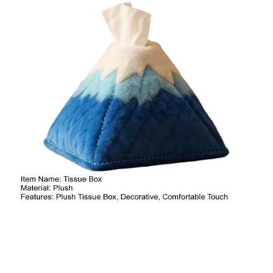 Tissue Box, Mountain Design, Soft Plush Storage Organizer, Multi-Purpose Foldable Tissue Holder for Home Office Car