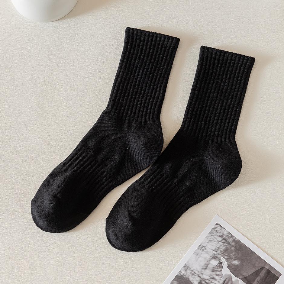 Șosete Bărbați Culoare Uni Negru & Alb, Lungime Medie - Anti-Miros, Absorbante, Respirabile, Design Sportiv Trendy pentru Băieți