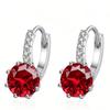 8mm Round Cut Six Prong Pave Huggie Hoop Moissanite Earrings S925 Sterling Silver For Women
