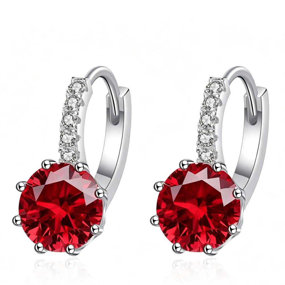 8mm Round Cut Six Prong Pave Huggie Hoop Moissanite Earrings S925 Sterling Silver For Women