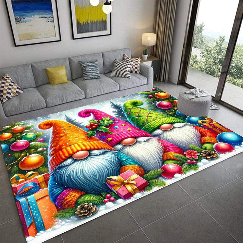 C-Christmas Dwarf Print Carpet Door Mat Living Room Bedroom Non-slip Carpet Home Decoration Floor Mat New Year Gift