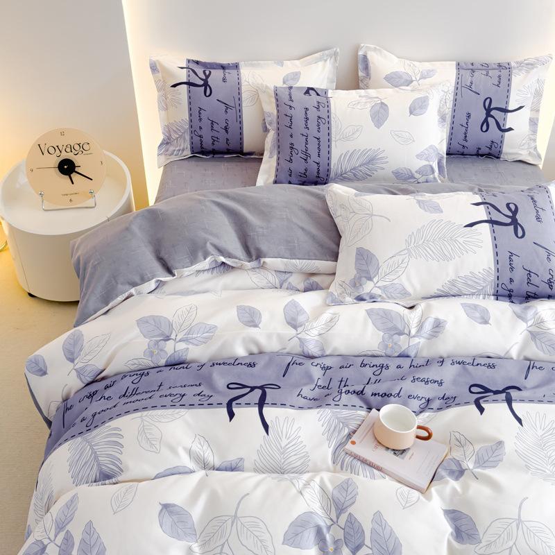 Twill Abraded Thickened Bed Four-piece Set Three-piece Set Bed Sheet Quilt Cover Pillowcase