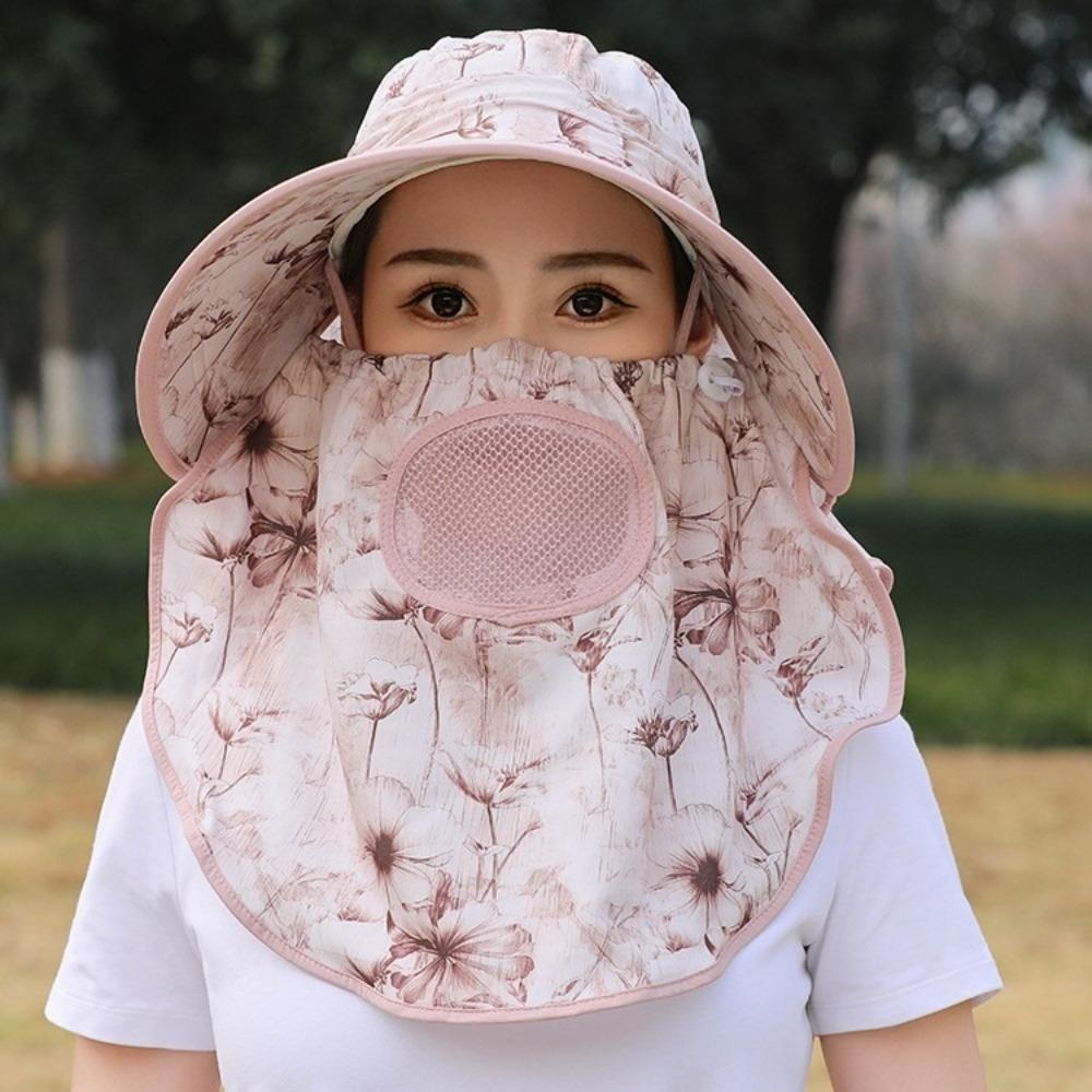 Fashion Flower Bucket Hat Face  Neck Protection Fisherman Hat New Sunscreen Hat  Outdoor Sports