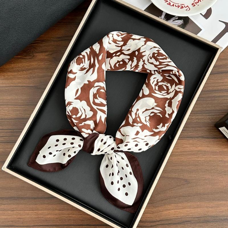 Polka Dot Silk Scarf Square Scarf High-end New Versatile Decorative Scarf Scarf Scarf Neck Cashew Flower Scarf Shawl Can Be Used As a Tube Top