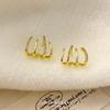 Four-claw ear row, no ear piercings, earrings, ear clips, women's no-hole mosquito coil disc copper-plated zircon stud earrings,high-end sense