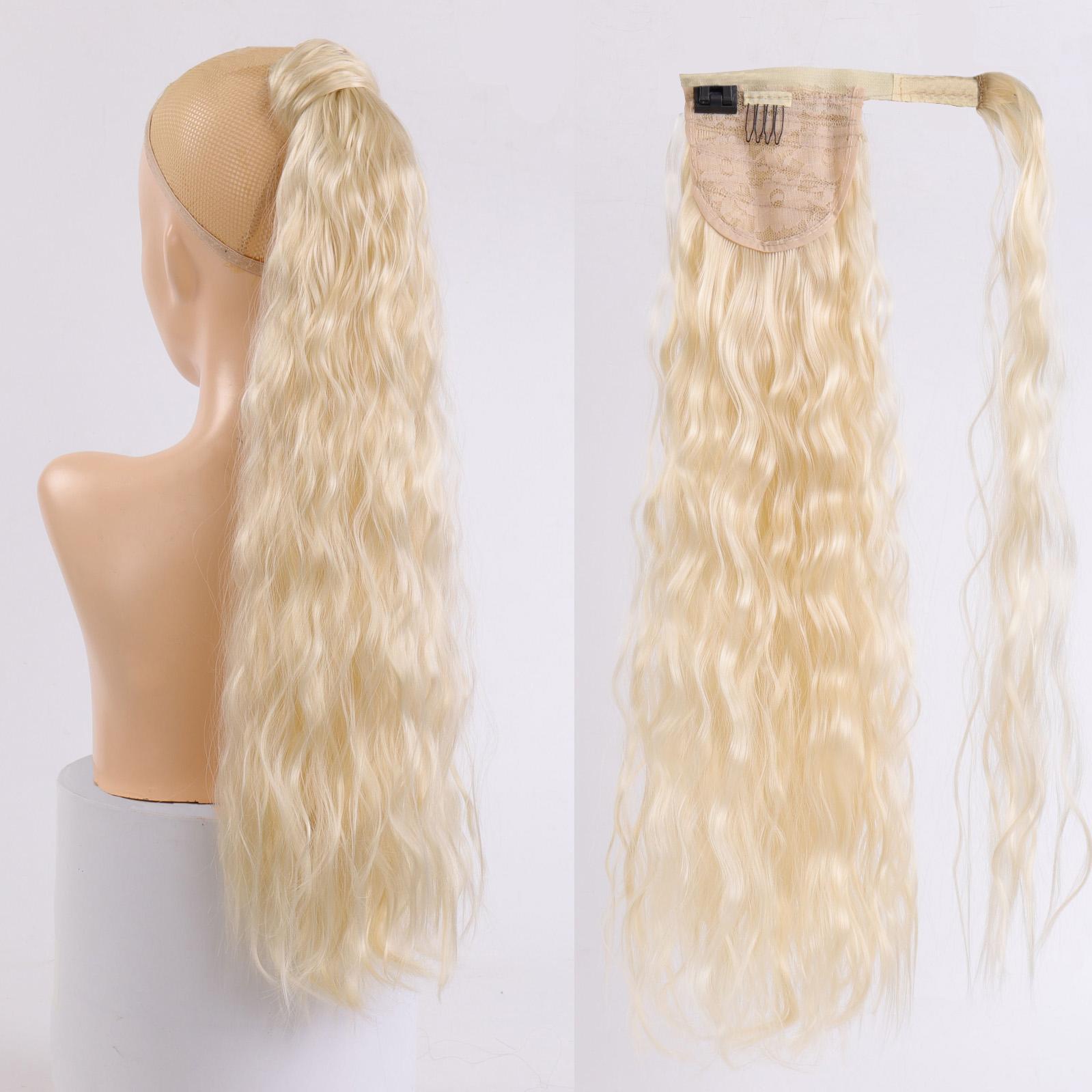 

Длинные вьющиеся синтетические заколки для хвоста на липучке в хвосте, накладные волосы, хвостик, шиньон с заколками для наращивания волос