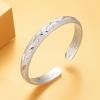 Gypsophila Heart Sutra Silver Open Bangle: Simple Women's Buddhist Bracelet