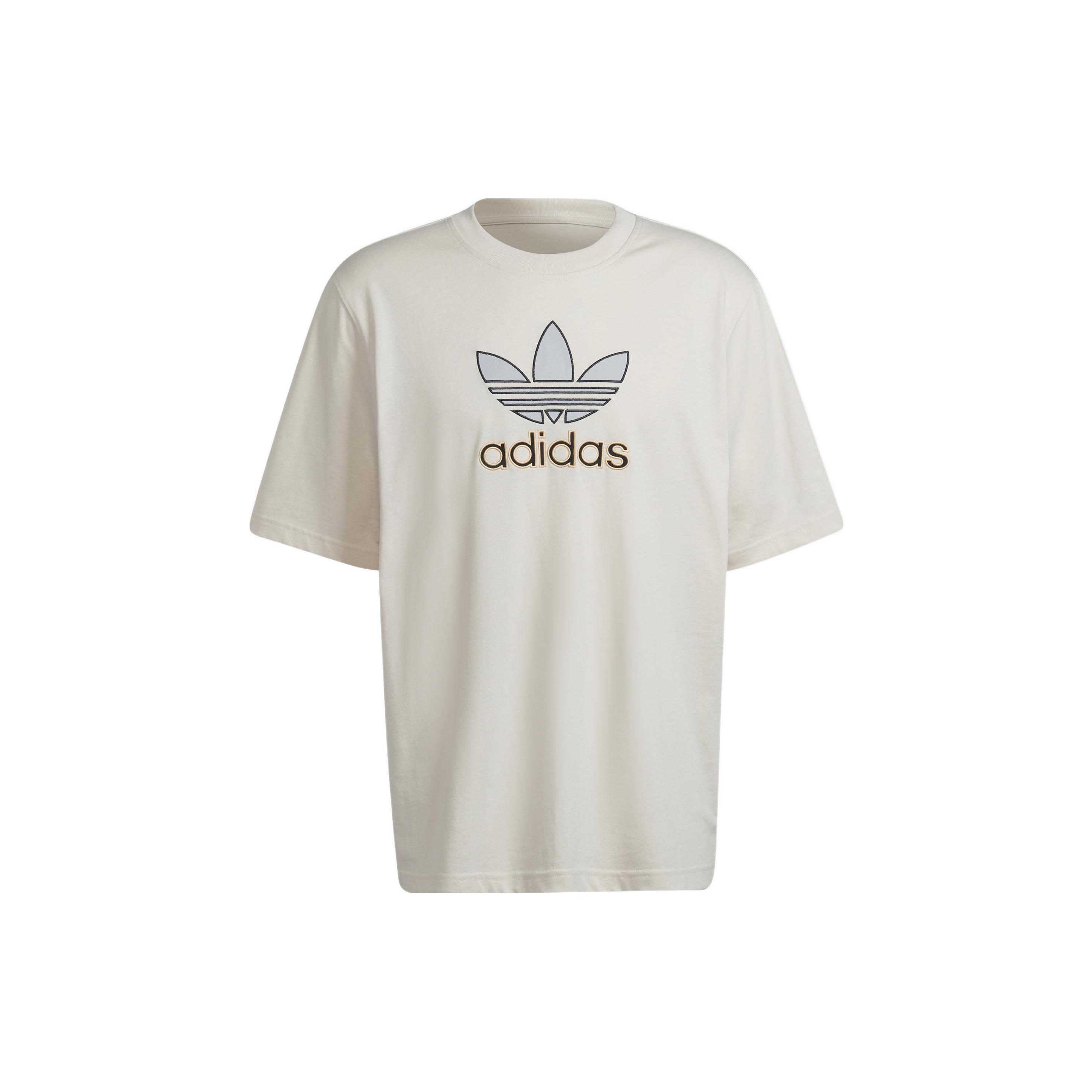 Men s adidas originals Logo Printing Loose Casual Round Neck Short Sleeve Light Brown T-Shirt HE5646 L