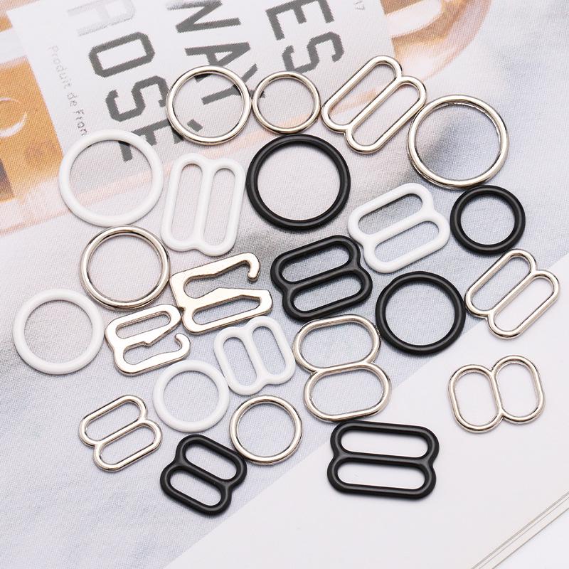 Rubber-Coated Alloy Bra and Swimsuit Strap Adjustment Buckles with O-Ring.