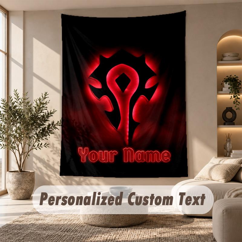 Tapestry Custom Name Text, Wall Hanging Tapestry Home Room DecorWorld of Warcraft