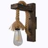 Vintage Wood Hemp Rope Wall Lamps Fixture Retro Hallway Bedside Loft Light Luminaire Industrial American Decor Lighting Wooden