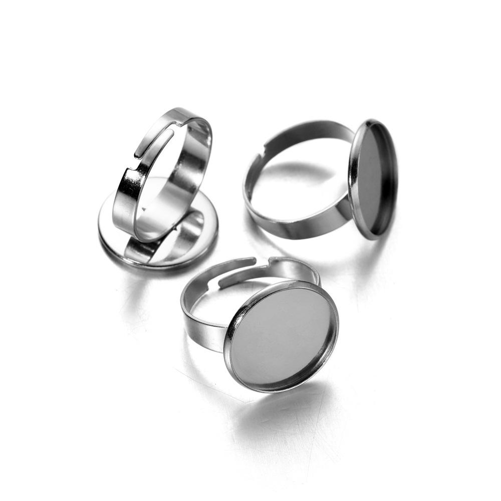 10pcs 10/12/14/16/18/20/25mm No Fade Stainless Steel Adjustable Ring Settings Blank/Base For 10-25mm Glass Gemstone Cabochons