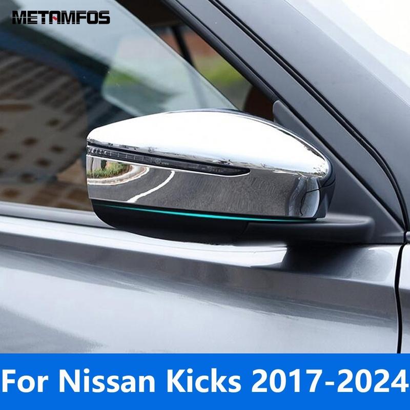 For Nissan Kicks 2017-   2024 Chrome Rearview Side View Mirror Cover Trim Protector Exterior Accessories Car Styling