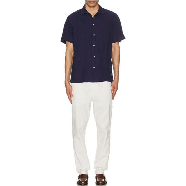 Polo Ralph Lauren Solid Color Single-Breasted Short Sleeve Shirt Men Shirts Navy-Blue 710962261-003