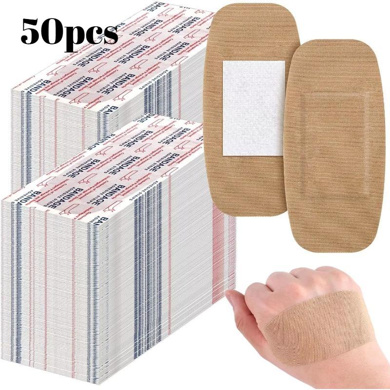 

50/100pcs Extra-Large Waterproof & Breathable Bandages for Emergency Wound Care, Ideal for Sports Injuries & Outdoor Use